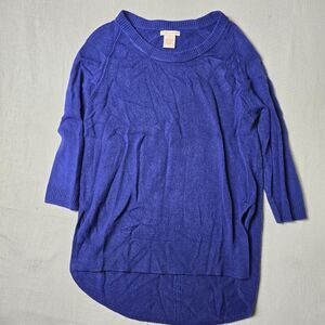Sweet Romeo Blue Tunic Sweater‎ Long Sleeve Boat Neck Knit Pullover Small